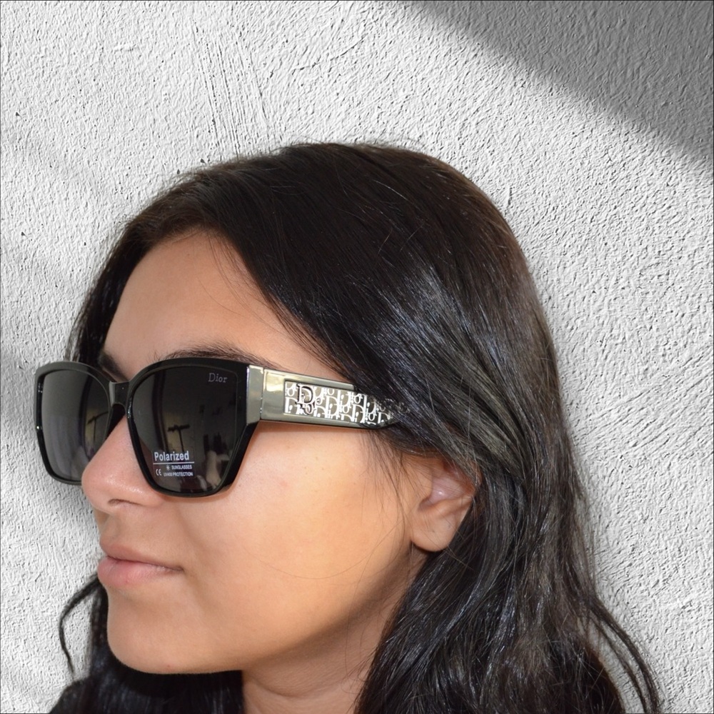 Dior Women’s Sunglasses | Black & White Temples | Gray/Purple Gradient Polarized - Picture 6 of 16